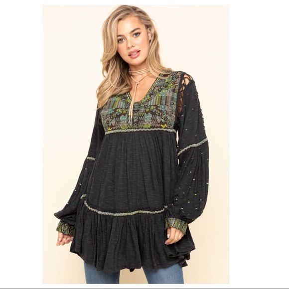 FREE PEOPLE BOHO FLOWY TUNIC MINI DRESS A3C - Picture 9 of 16